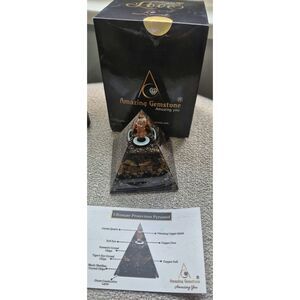 Amazing Gemstone Orgone Pyramid Quartz Tiger Eye Obsidian Copper Coil Open Box